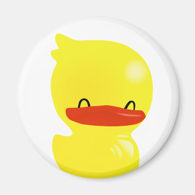 Super Cute Smiling and Cheerful Ducky Magnet Round (Front)
