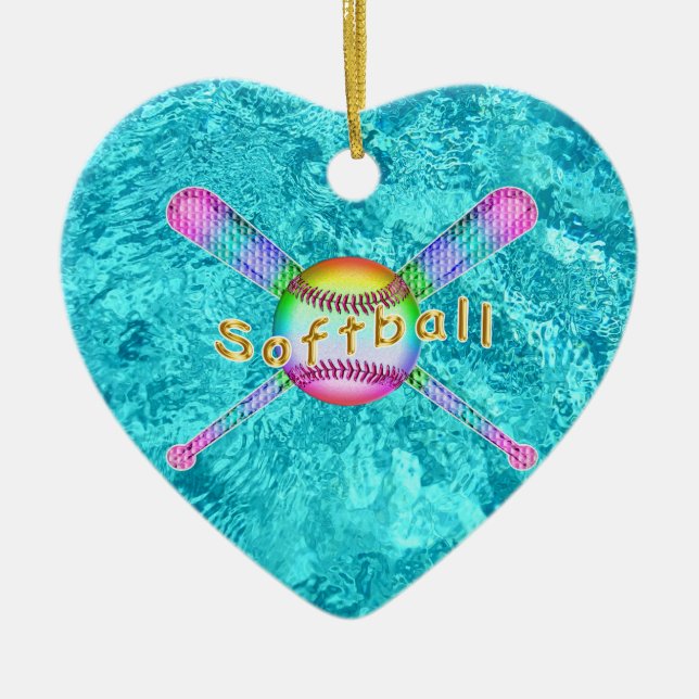 Super Cute Softball Party Favors for Girls Ceramic Ornament (Front)