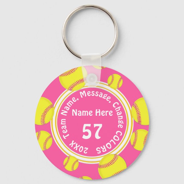 Super Cute Softball Team Gifts CHEAP, Personalized Keychain (Front)