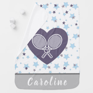 Super Cute Tennis Rackets & Ball Colorful Stars Baby Blanket