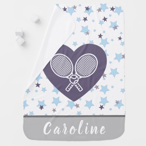 Super Cute Tennis Rackets  Ball Colorful Stars Baby Blanket