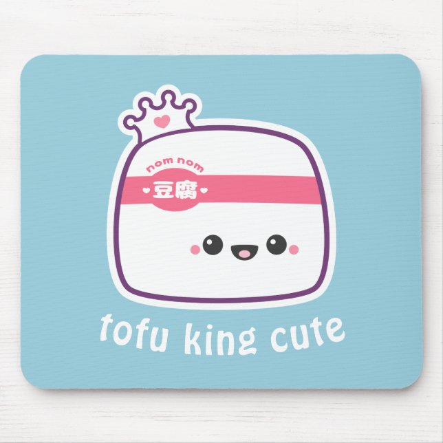 Super Cute Tofu with Happy Face Mouse Pad (Front)