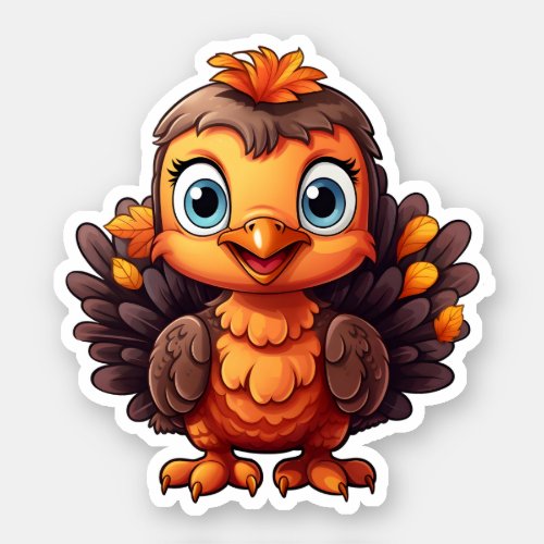 Super Cute Turkey Awesome Thanksgiving Animal Sticker