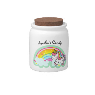 Super Cute Unicorn and Rainbow Personalised Candy Jar