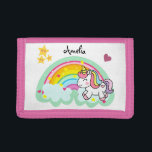 Super Cute Unicorn and Rainbow Personalised Trifold Wallet<br><div class="desc">Perfect personalised gift for a girl with a cute prancing unicorn and rainbow design.</div>