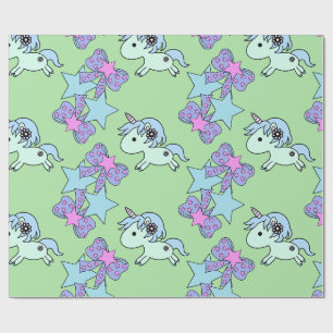 Super Cute Unicorn Star Ribbon Adorable Wrapping Paper