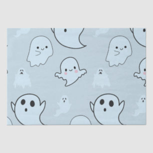 Super Cute White Ghosts Green Halloween Tissue Paper