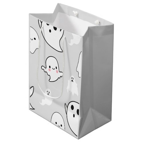 Super Cute White Ghosts Light Gray Halloween Medium Gift Bag