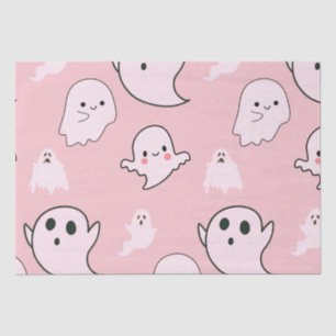 Super Cute White Ghosts Light Pink Halloween Tissue Paper