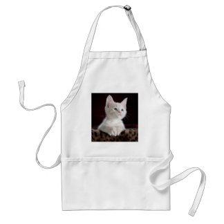 Super Cute White Kitten Adult Apron