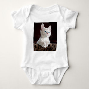 Super Cute White Kitten Baby Bodysuit