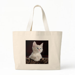 Super Cute White Kitten Large Tote Bag