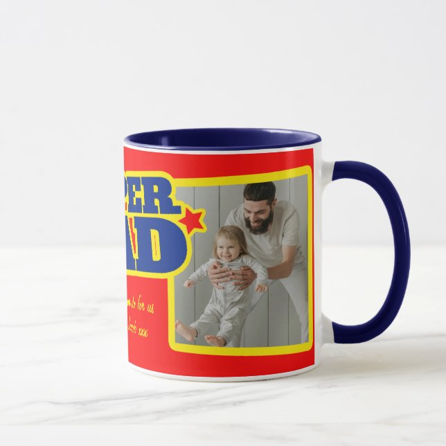 Super Dad add 2 photos red name mug (Right)