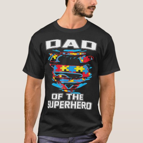 Super Dad Autistic Awareness Gift Father Superhero T_Shirt