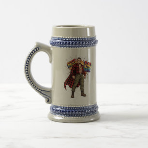 Super Dad - Best Dad Ever Comic Hero Vector Design Beer Stein