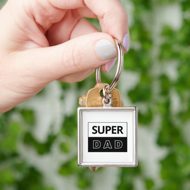 Super Dad | Black And White Dad Keychain (Hand)