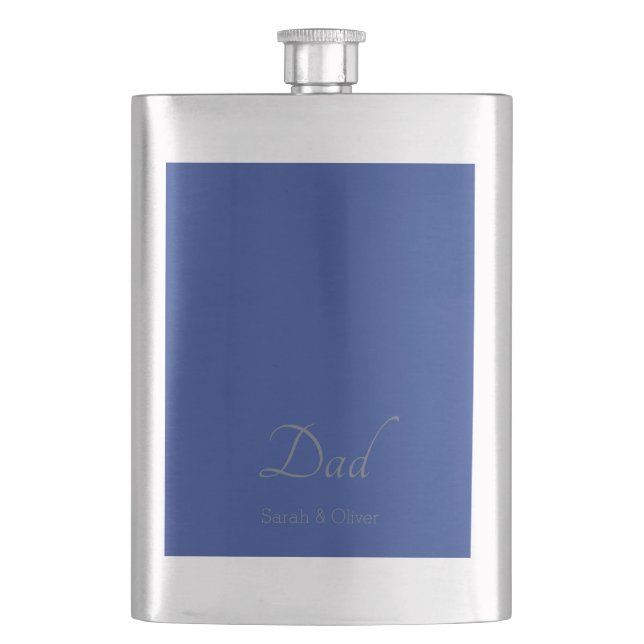 Super Dad Blue & Silver Minimalist – Father’s Day  Flask (Front)