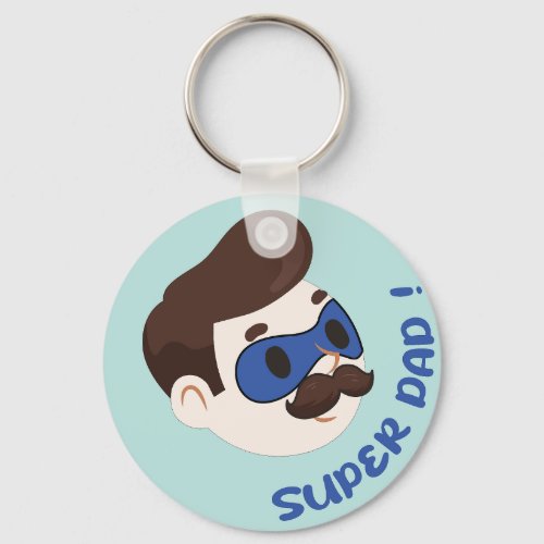 Super Dad Cartoon Badge Keychain