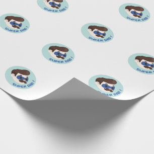 Super Dad Cartoon Badge Wrapping Paper
