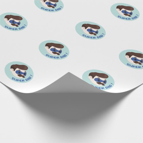 Super Dad Cartoon Badge Wrapping Paper