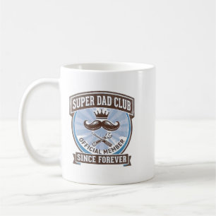 Super Dad Club Vintage Blue Mustache Emblem Coffee Mug