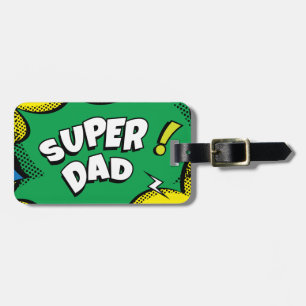 “Super Dad” Colorful Comic Book Pop Art Luggage Tag