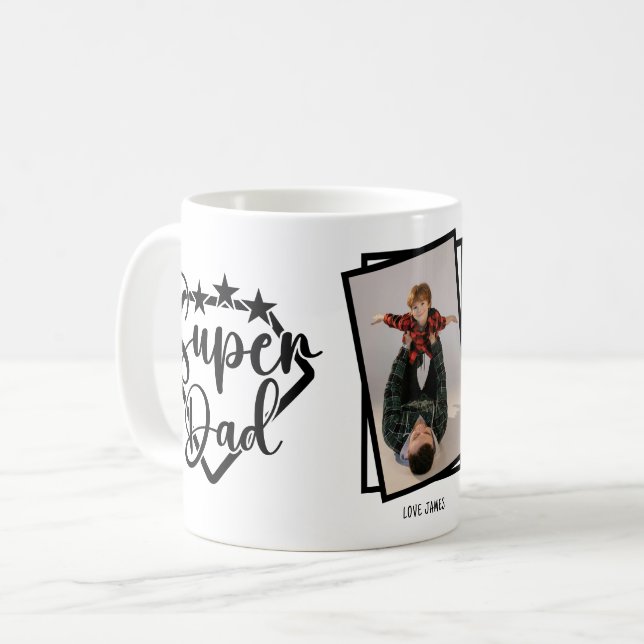 Super Dad Custom Photo Father's Gift Coffee Mug (Front Left)