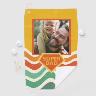 Super Dad custom photo with retro waves Golf Towel