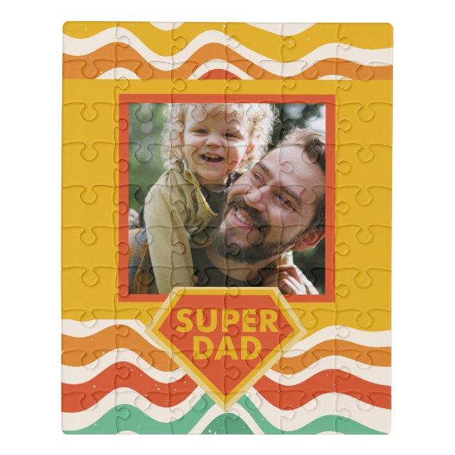 Super Dad custom photo with retro waves Jigsaw Puzzle (Puzzle Vertical)
