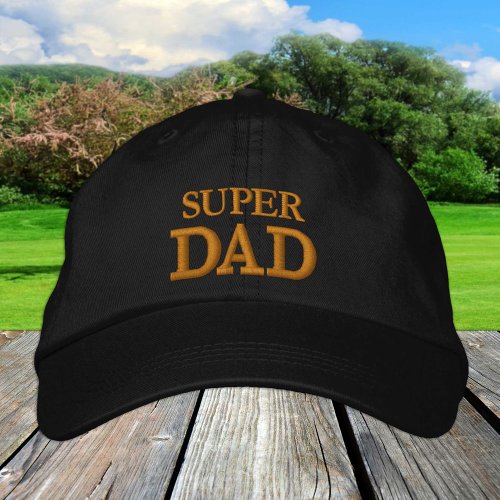 SUPER DAD embroidered baseball cap gold  black