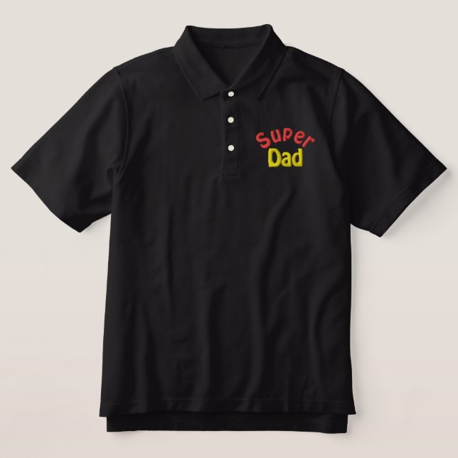 Super Dad Embroidered Polo Shirt (Design Front)