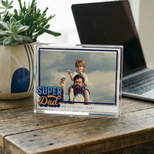 Super Dad Father's Day Personalized Photo Keepsake Block