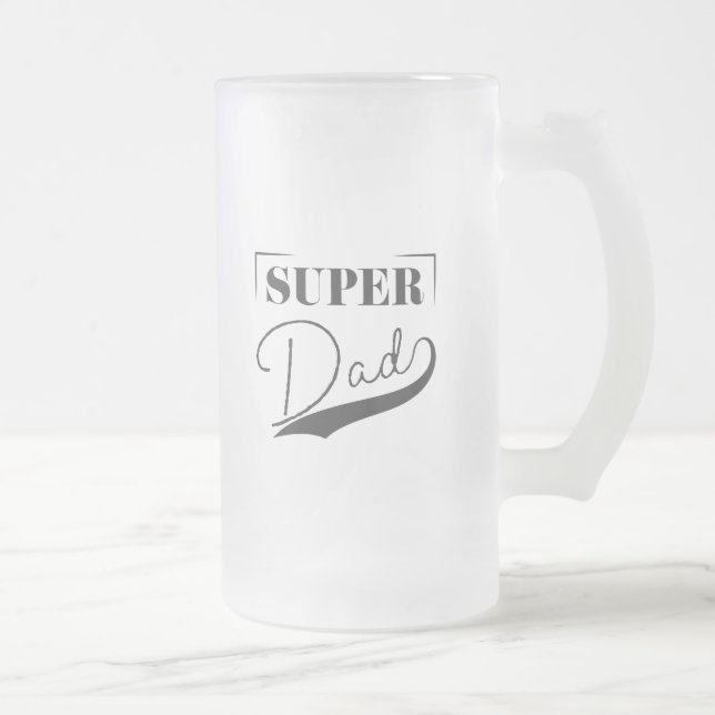 Super Dad Frosted Glass Beer Mug (Right)