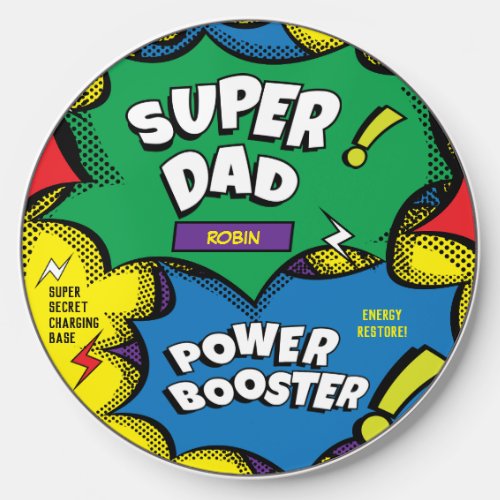 Super Dad Funny POP ART Power Booster Wireless Charger