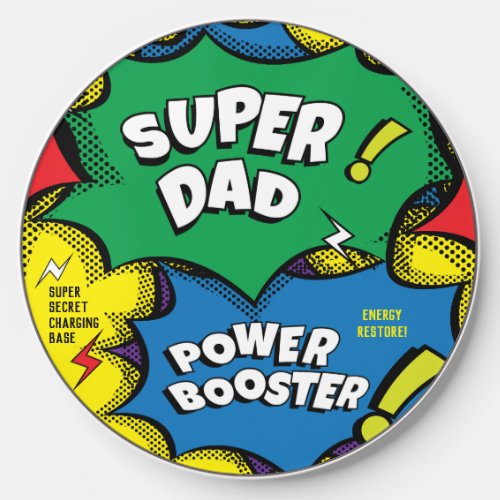 Super Dad Funny Pop Art Power Booster Wireless Charger