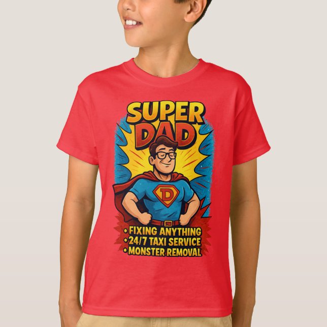 Super Dad Gift - Father's Day Superhero Comic  T-Shirt (Front)