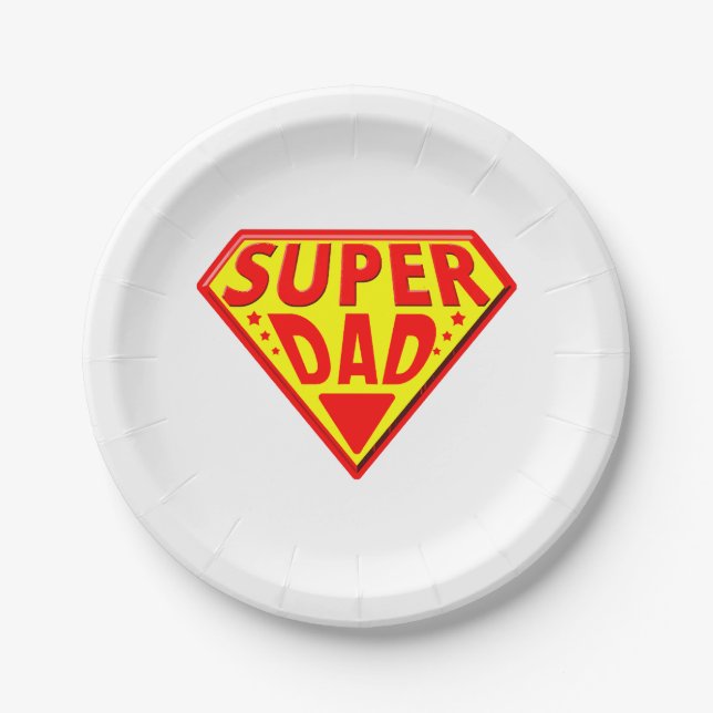 Super Dad - Happy Fathers Day Paper Plates (Front)