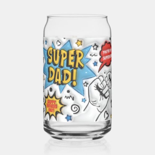 Super Dad Happy Fathers Day Puffy Inflated Can Glass