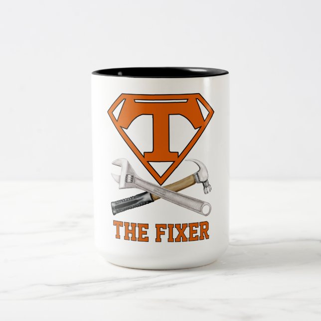 Super Dad Hero  Two-Tone Coffee Mug (Center)