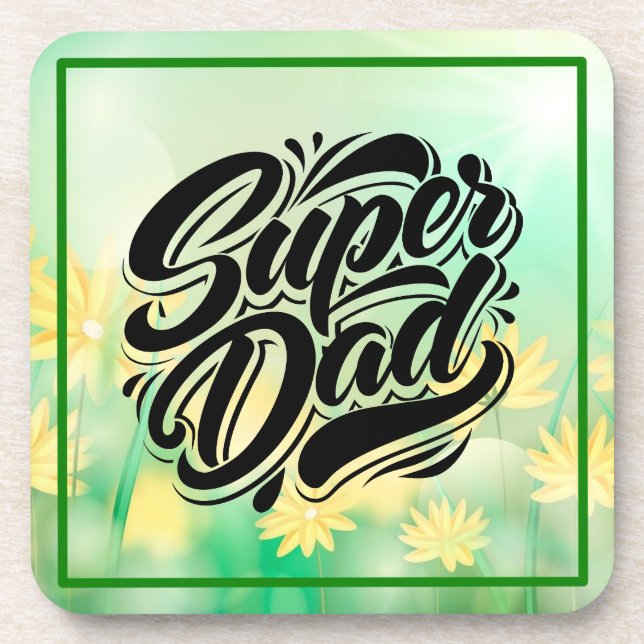 Super Dad Hero Typography Design-67888 Beverage Coaster (Front)