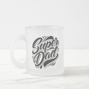Super Dad Hero Typography Design-67888 Frosted Glass Coffee Mug