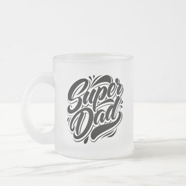 Super Dad Hero Typography Design-67888 Frosted Glass Coffee Mug (Left)