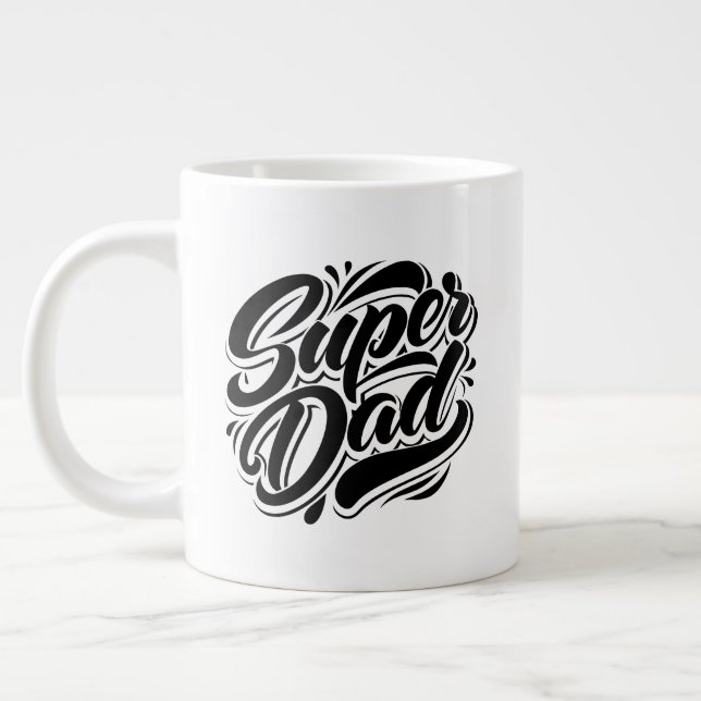 Super Dad Hero Typography Design-67888 Giant Coffee Mug (Left)