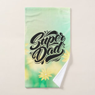 Super Dad Hero Typography Design-67888 Hand Towel