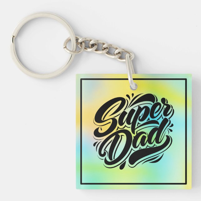 Super Dad Hero Typography Design-67888 Keychain (Front)