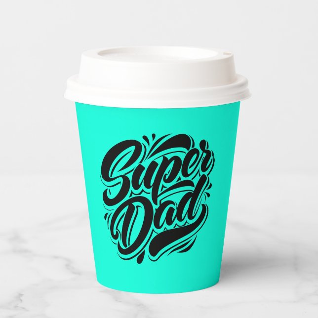 Super Dad Hero Typography Design-67888 Paper Cups (Front)