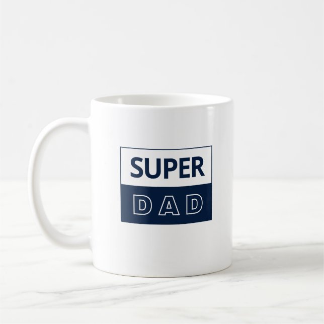Super Dad in Blue and White Coffee Mug (Left)