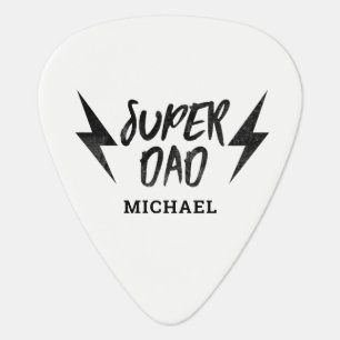Super Dad Lightning Bolt Rock'n Roll Script Guitar Pick