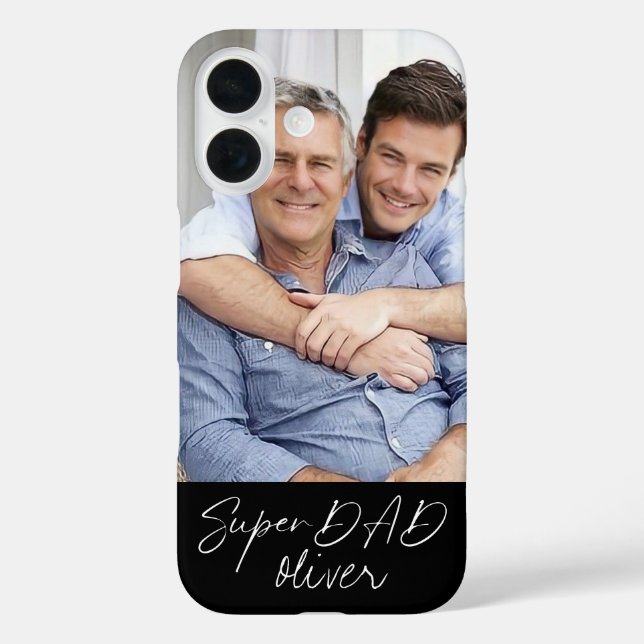  Super DAD Minimal Simple Modern Script 1 Photo  Case-Mate iPhone Case (Back)