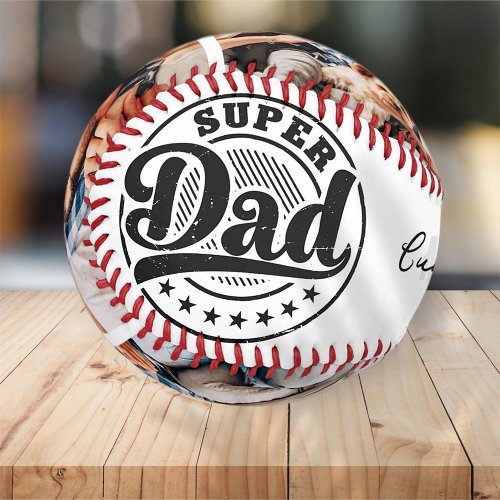 Super Dad Modern Athletic 3 Photo Fathers Day Baseball